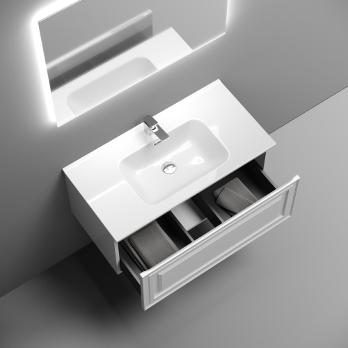 Тумба под раковину Sancos Very VR90W 90х40 подвесная цвет белый - фото 5